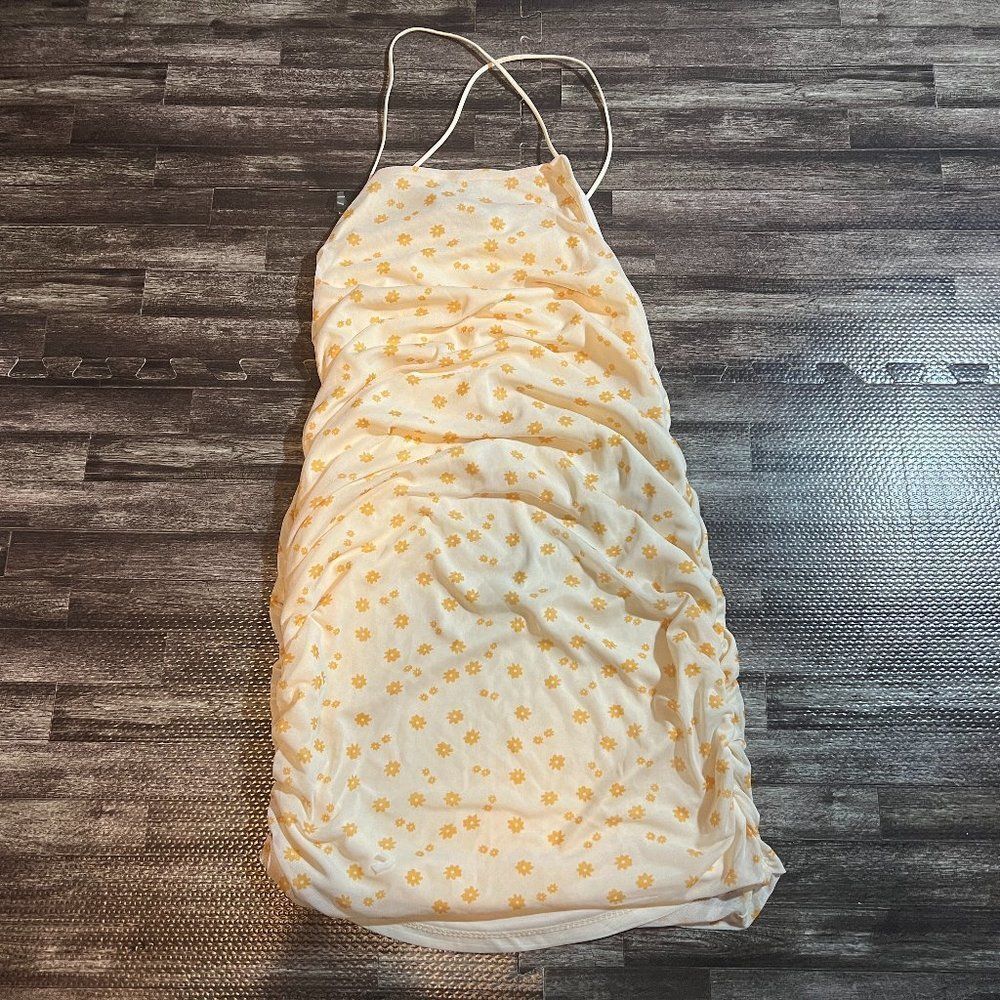 NWT Faded Rose Women's Floral Ruched Sleeveless Dress